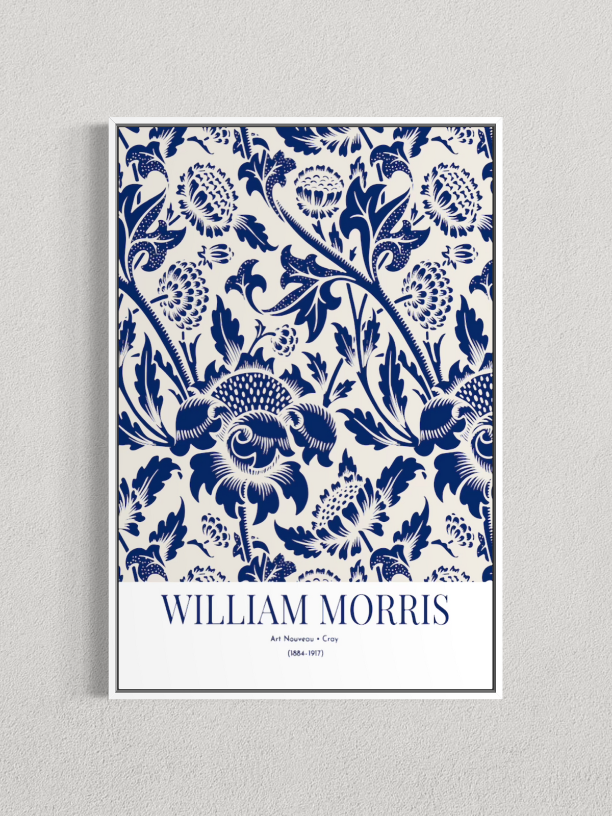 William Morris – Motif Floral Bleu, Affiche Vintage