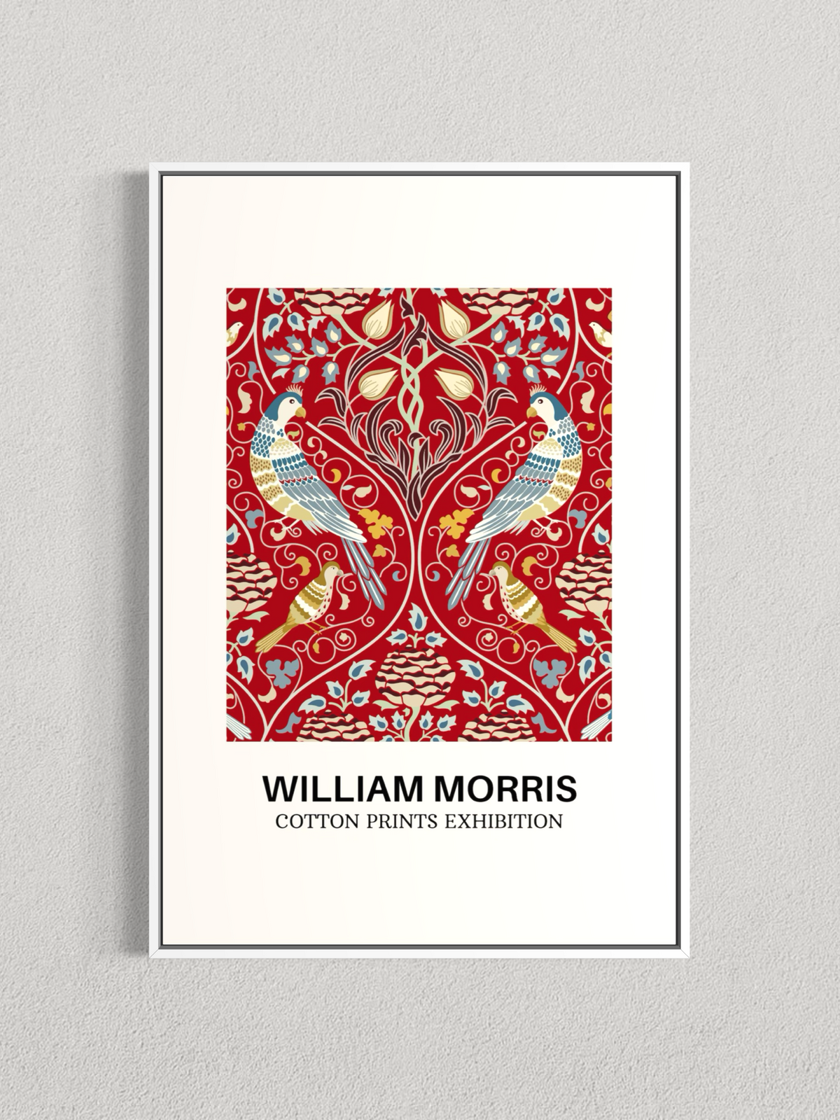 William Morris – Oiseaux & Fleurs Rouges, Affiche Botanique