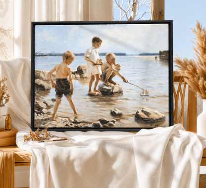Garçons jouant au bord de l’eau – Albert Edelfelt