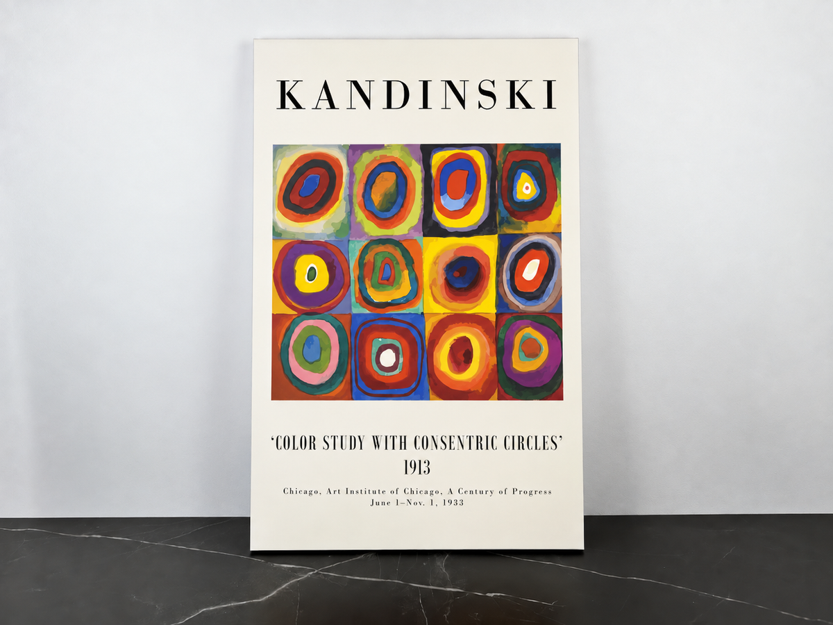 Étude de couleurs – Carrés avec cercles concentriques – Wassily Kandinsky (1913)