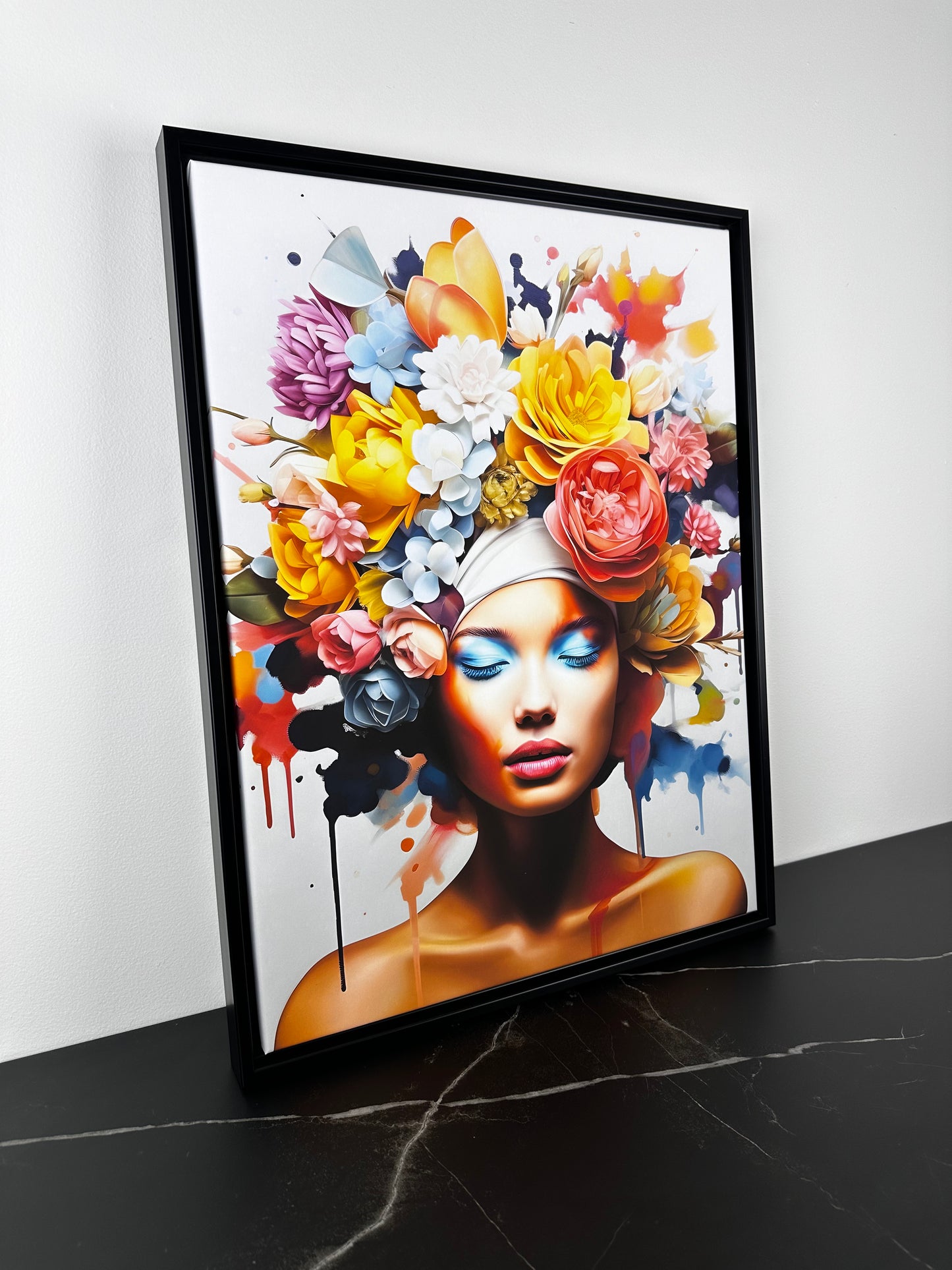 Muse Florale – Portrait Pop Art Coloré