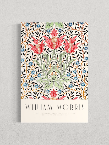 William Morris – Fleurs Rouges, Motif Botanique Vintage
