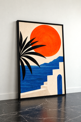Soleil Méditerranéen — Art Mural Bleu et Orange