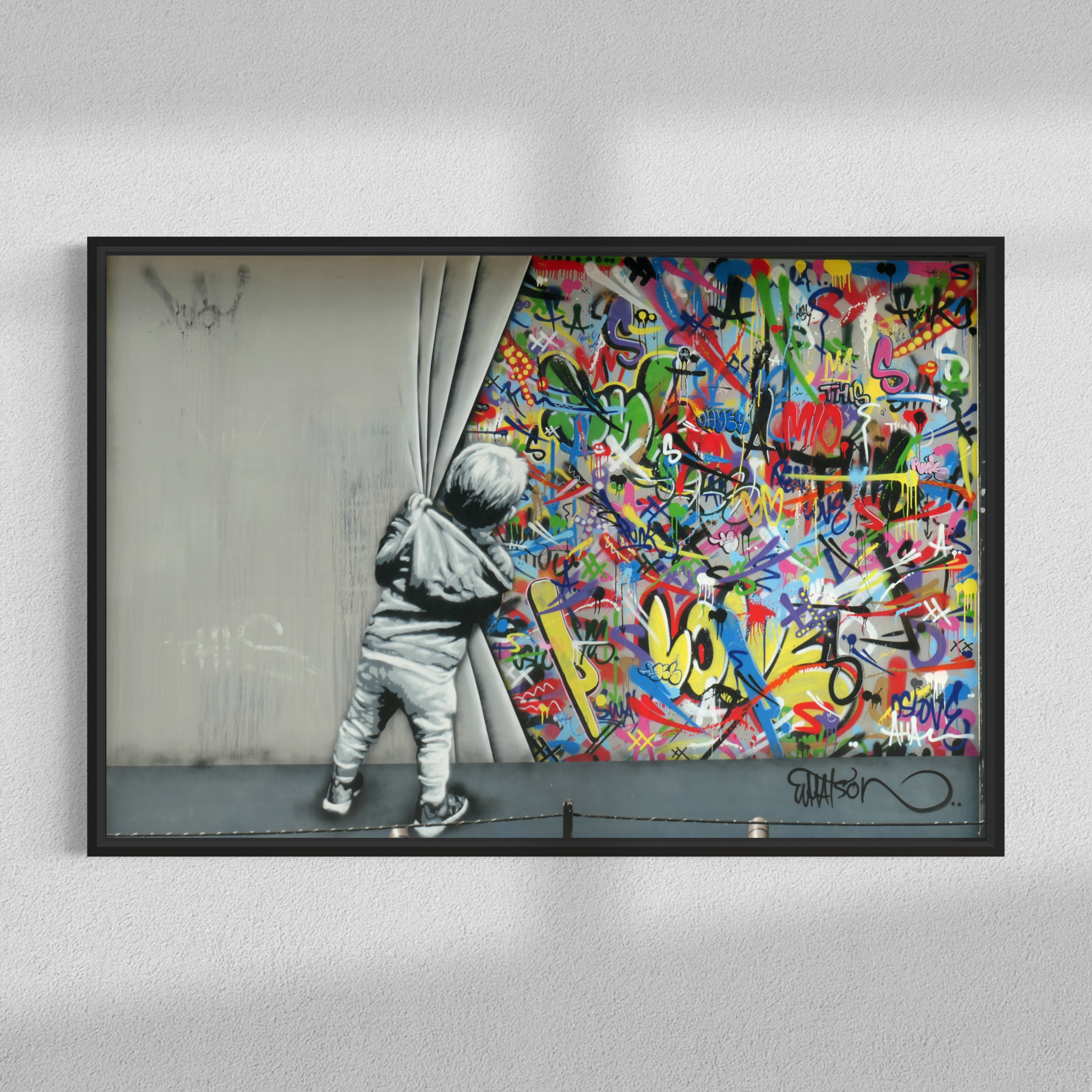 Behind the curtain, Banksy