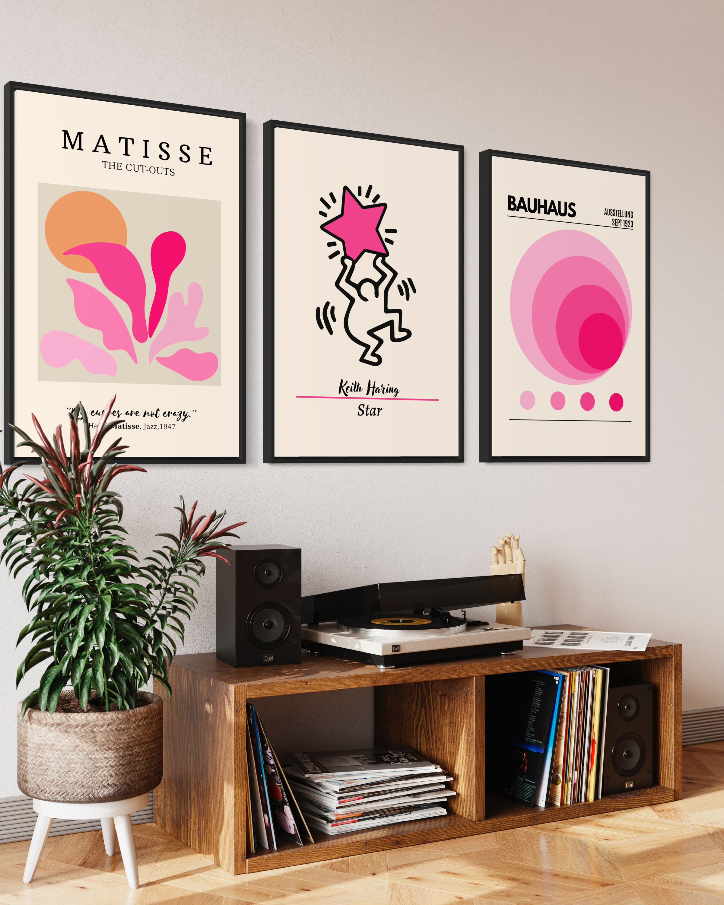 Pink Triptych, Set of 3 frames