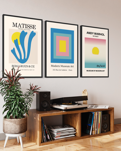 Blue Triptych, Set of 3 frames