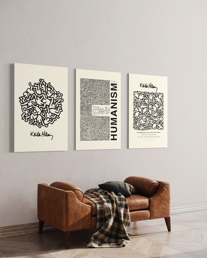 Black and white Triptych, Set of 3 frames