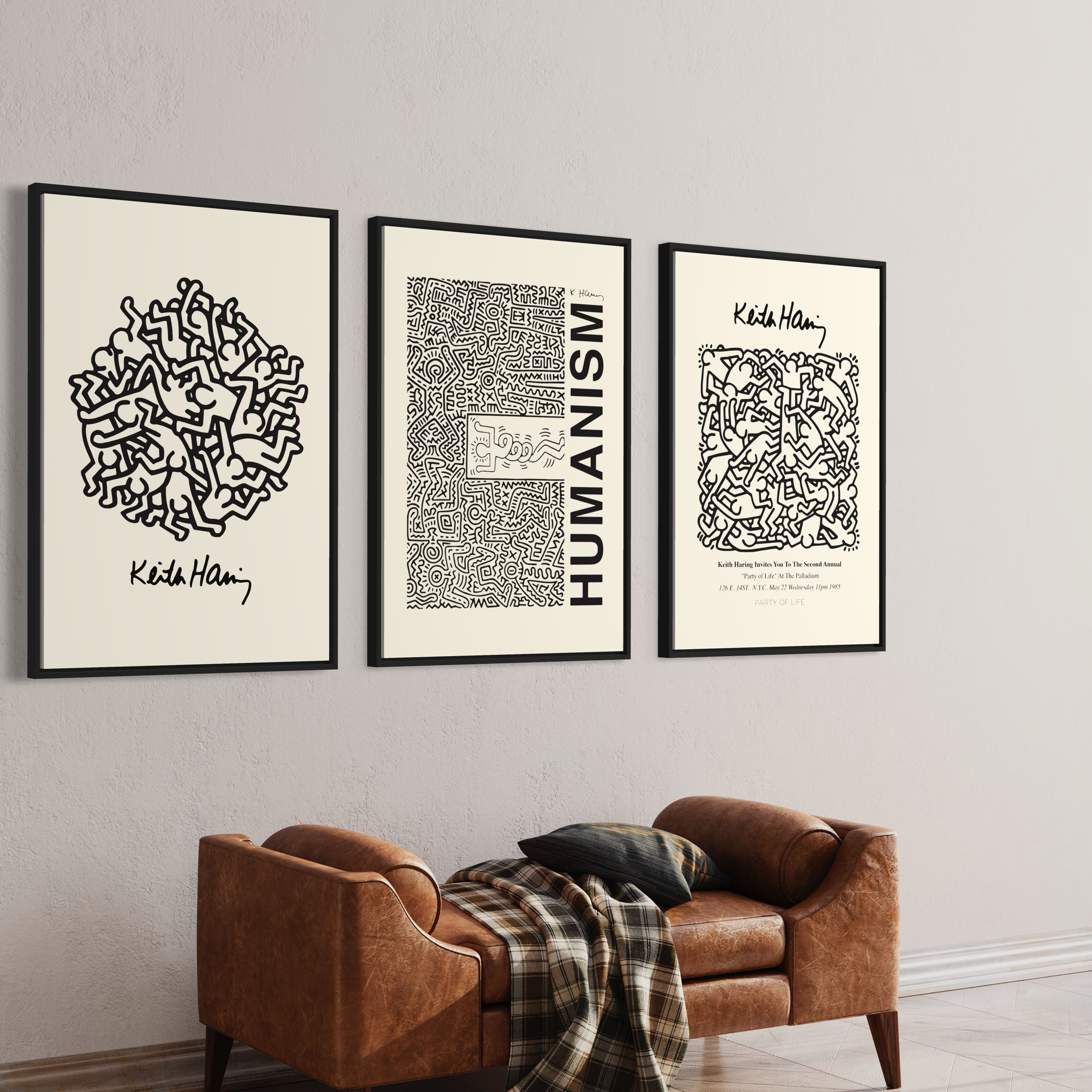 Black and white Triptych, Set of 3 frames