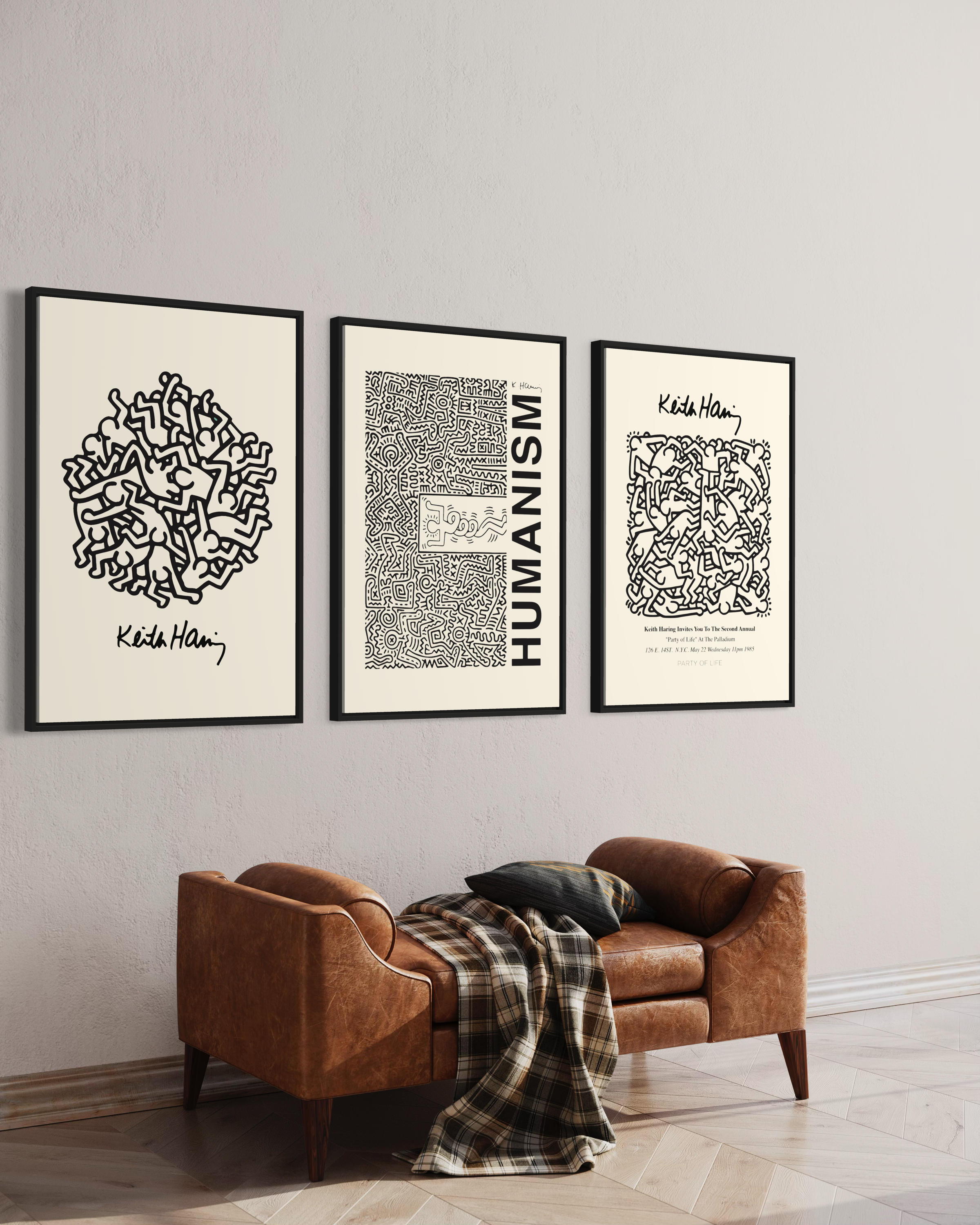 Black and white Triptych, Set of 3 frames