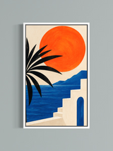Soleil Méditerranéen — Art Mural Bleu et Orange