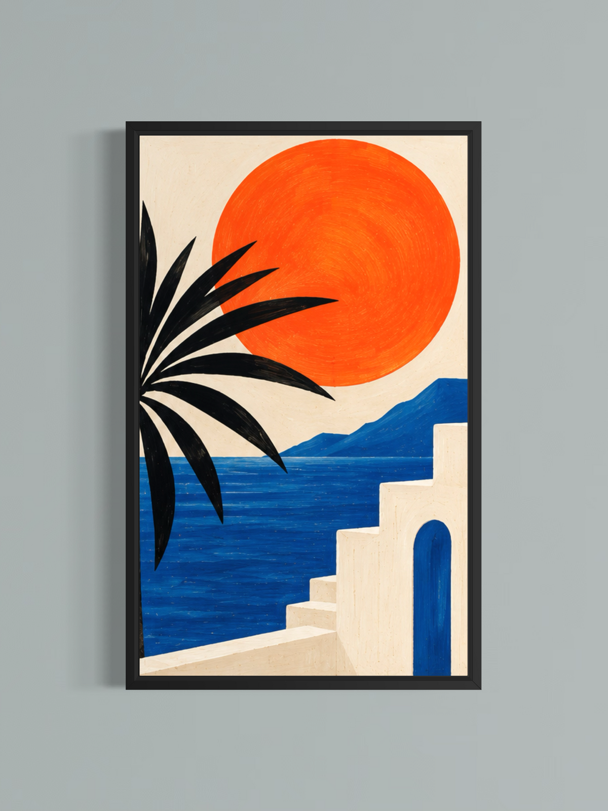 Soleil Méditerranéen — Art Mural Bleu et Orange