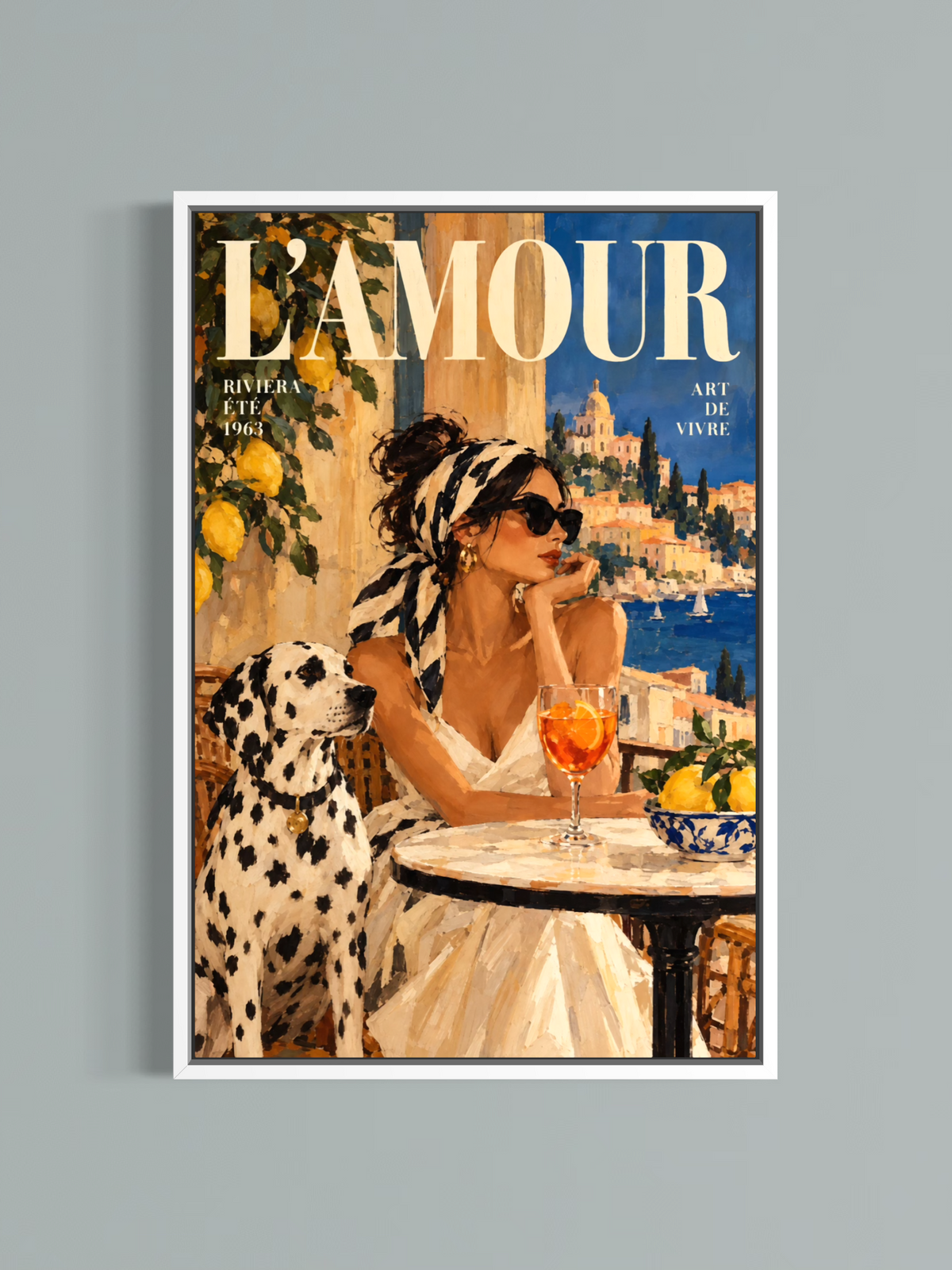 L’Amour sur la Riviera — Affiche Méditerranéenne Vintage