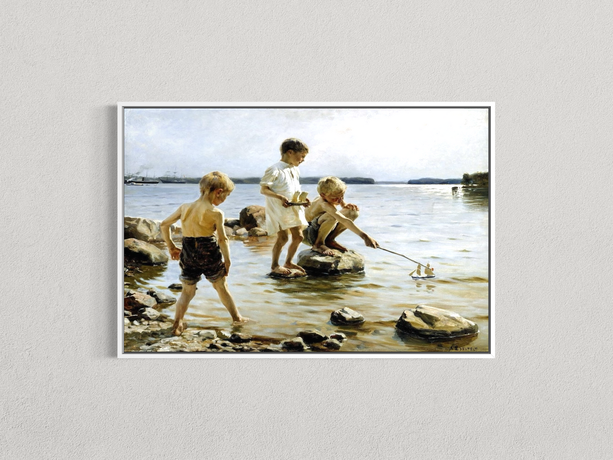 Garçons jouant au bord de l’eau – Albert Edelfelt