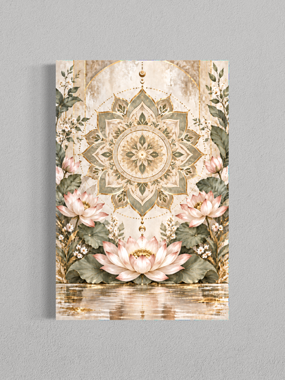 Lotus Doré – Toile Mandala Botanique