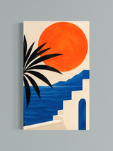 Soleil Méditerranéen — Art Mural Bleu et Orange