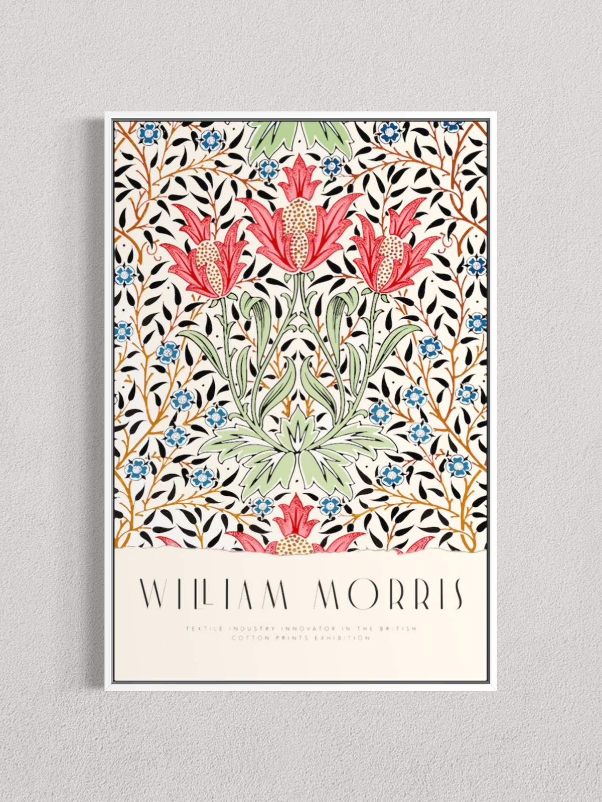 William Morris – Fleurs Rouges, Motif Botanique Vintage
