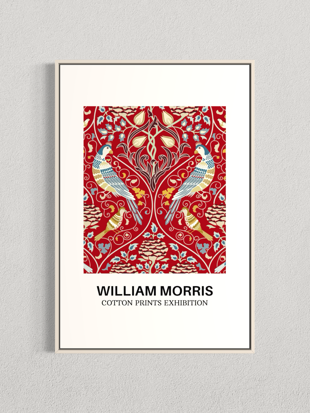 William Morris – Oiseaux & Fleurs Rouges, Affiche Botanique