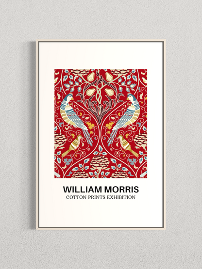 William Morris – Oiseaux & Fleurs Rouges, Affiche Botanique