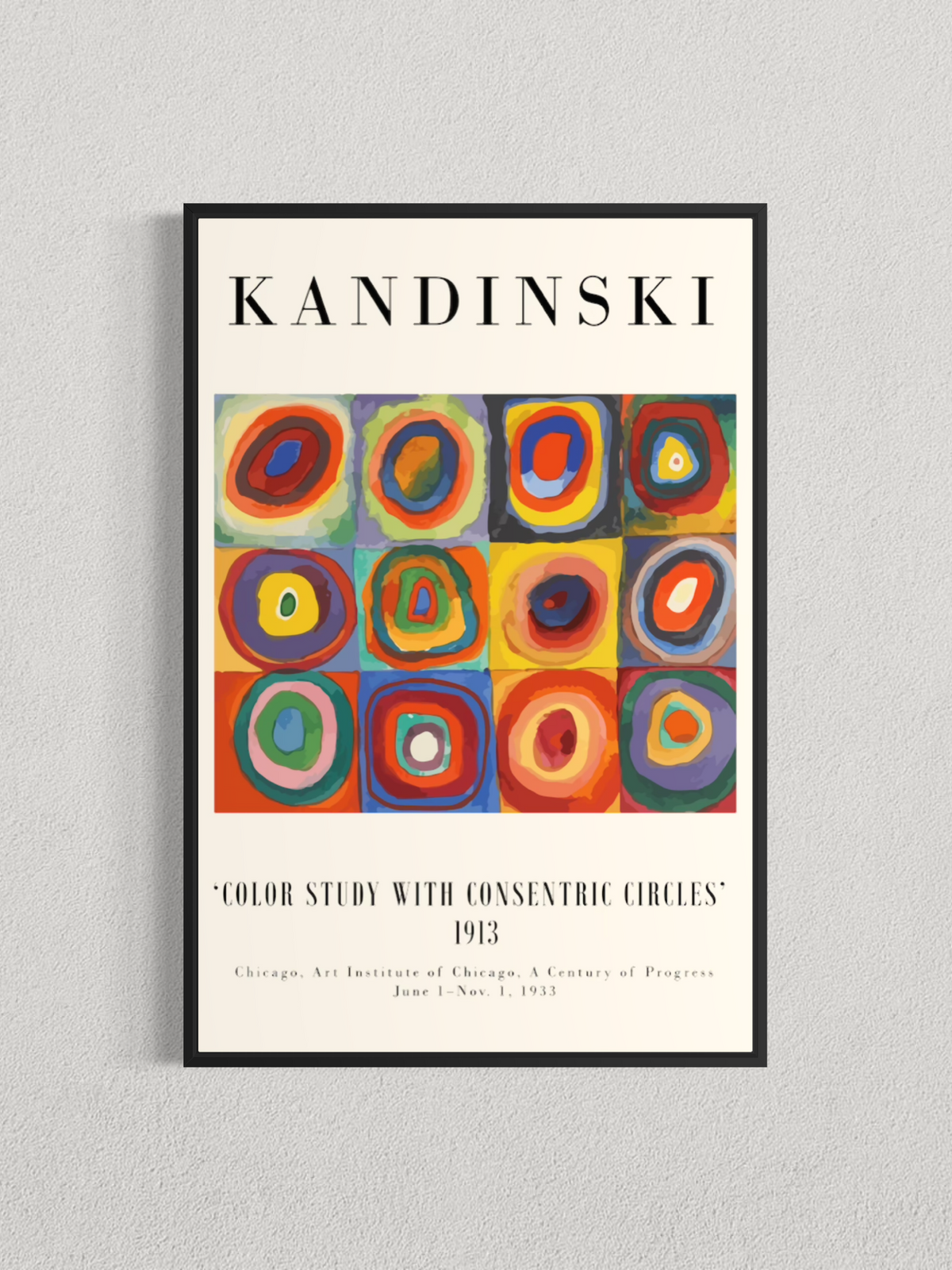 Étude de couleurs – Carrés avec cercles concentriques – Wassily Kandinsky (1913)