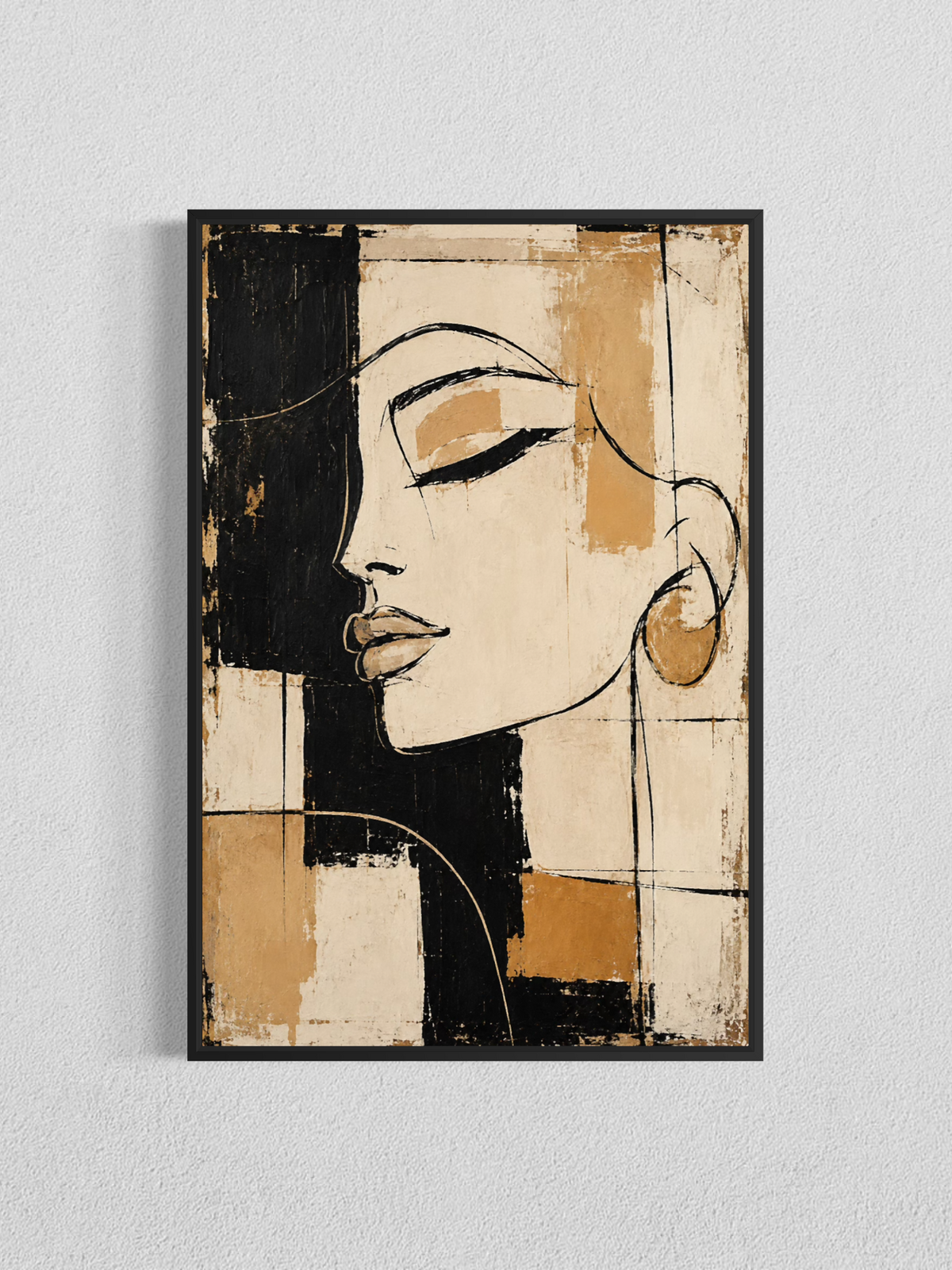 Muse Abstraite — Portrait Moderne Beige et Noir