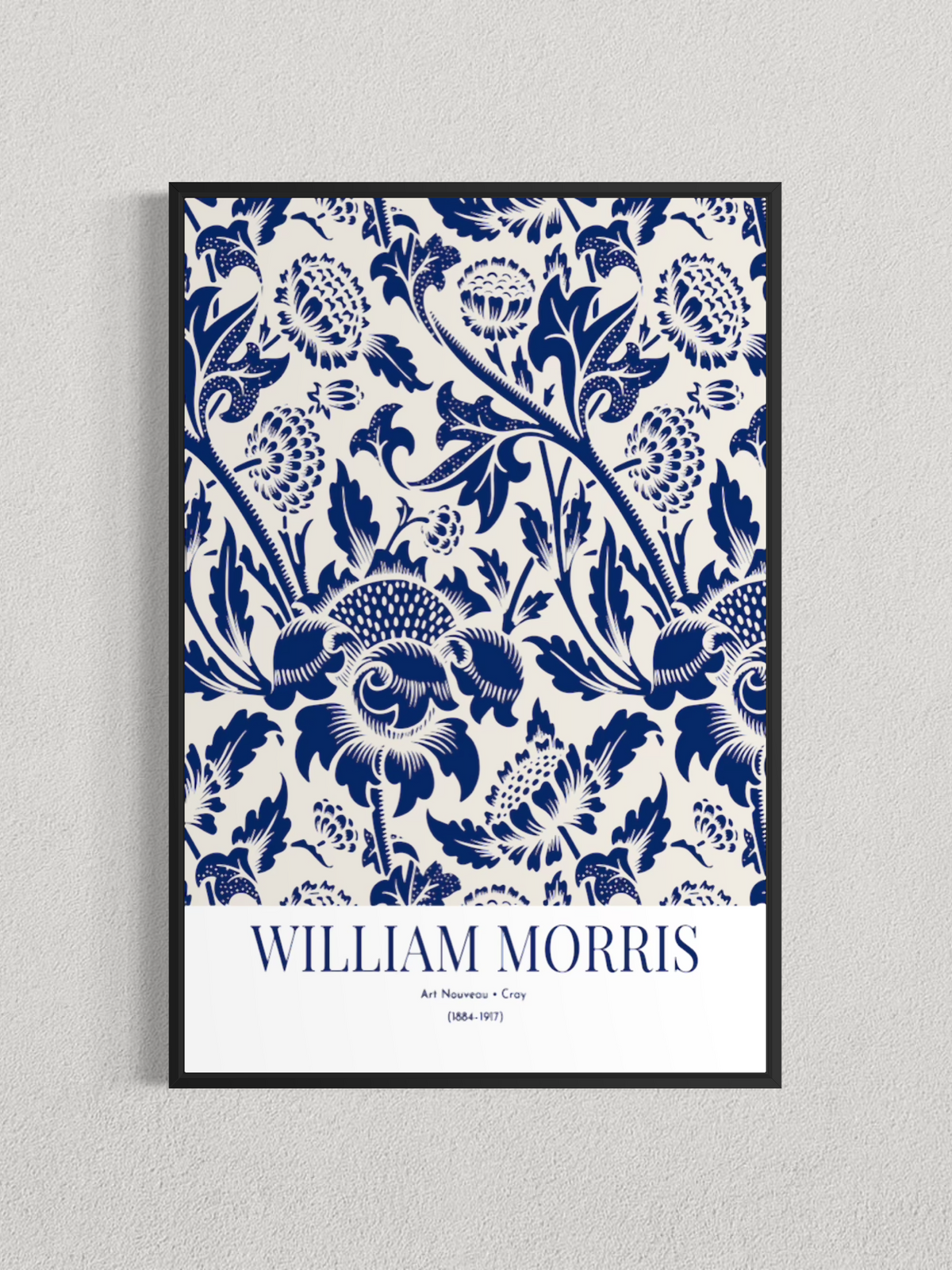William Morris – Motif Floral Bleu, Affiche Vintage