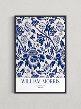William Morris – Motif Floral Bleu, Affiche Vintage