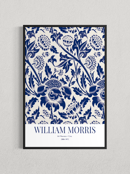 William Morris – Motif Floral Bleu, Affiche Vintage