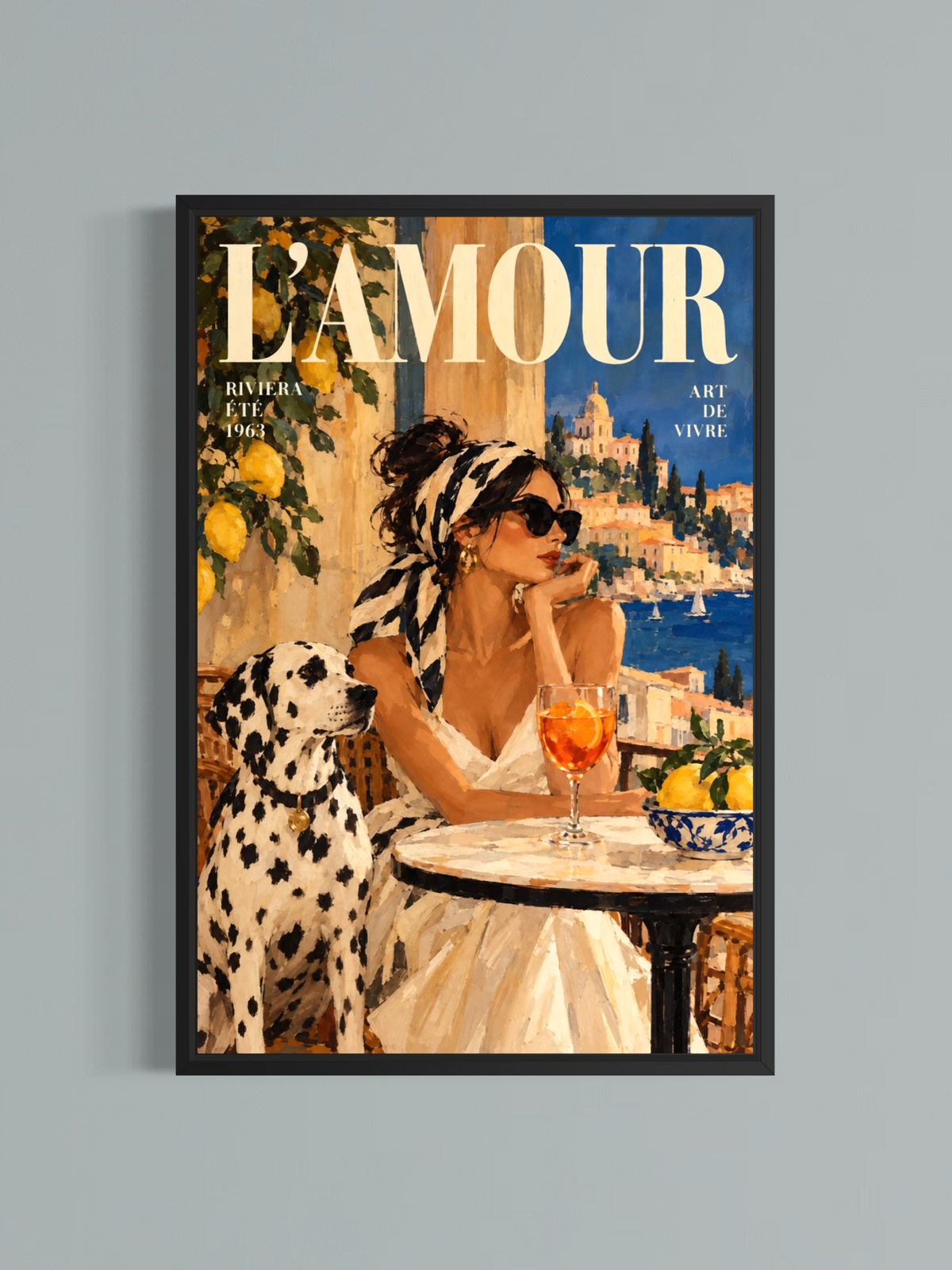 L’Amour sur la Riviera — Affiche Méditerranéenne Vintage
