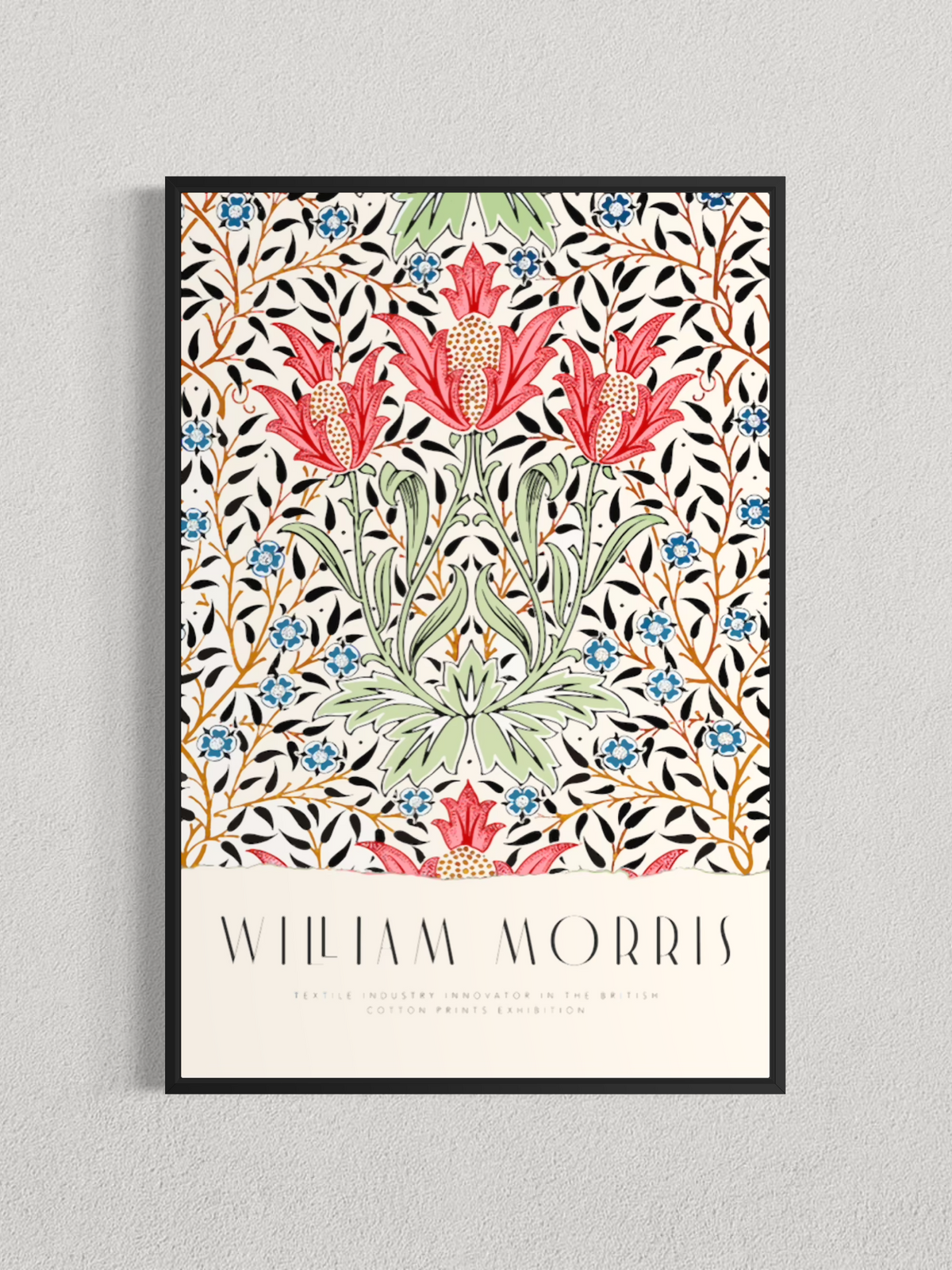 William Morris – Fleurs Rouges, Motif Botanique Vintage