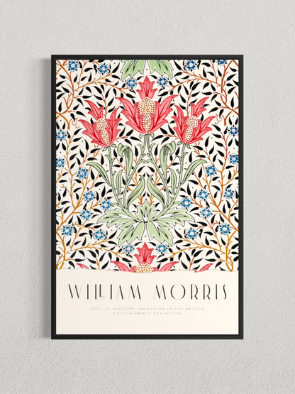 William Morris – Fleurs Rouges, Motif Botanique Vintage