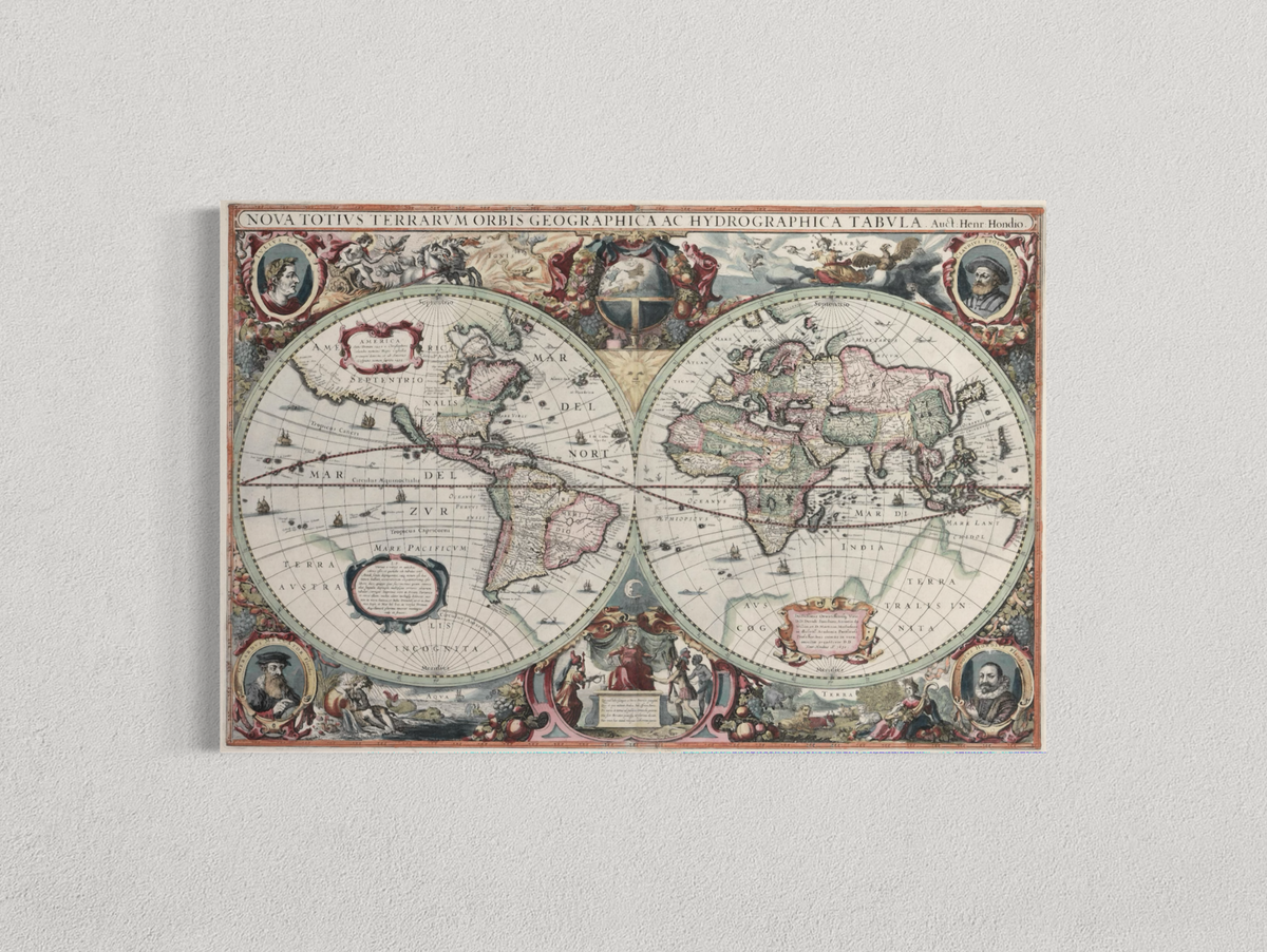 Carte du monde ancienne – Henricus Hondius, 1630