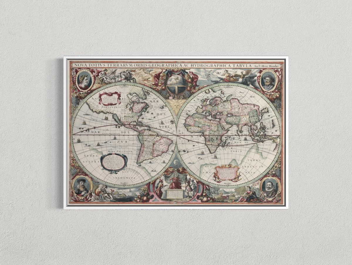 Carte du monde ancienne – Henricus Hondius, 1630