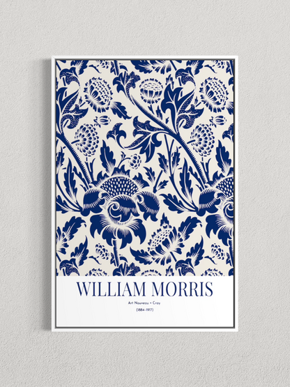 William Morris – Motif Floral Bleu, Affiche Vintage