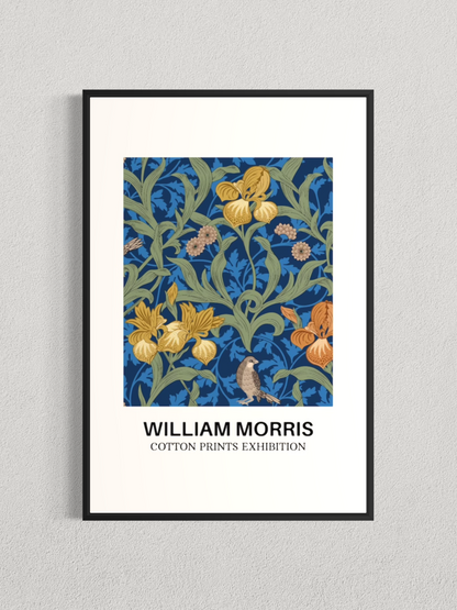 William Morris – Iris & Oiseau, Affiche Botanique