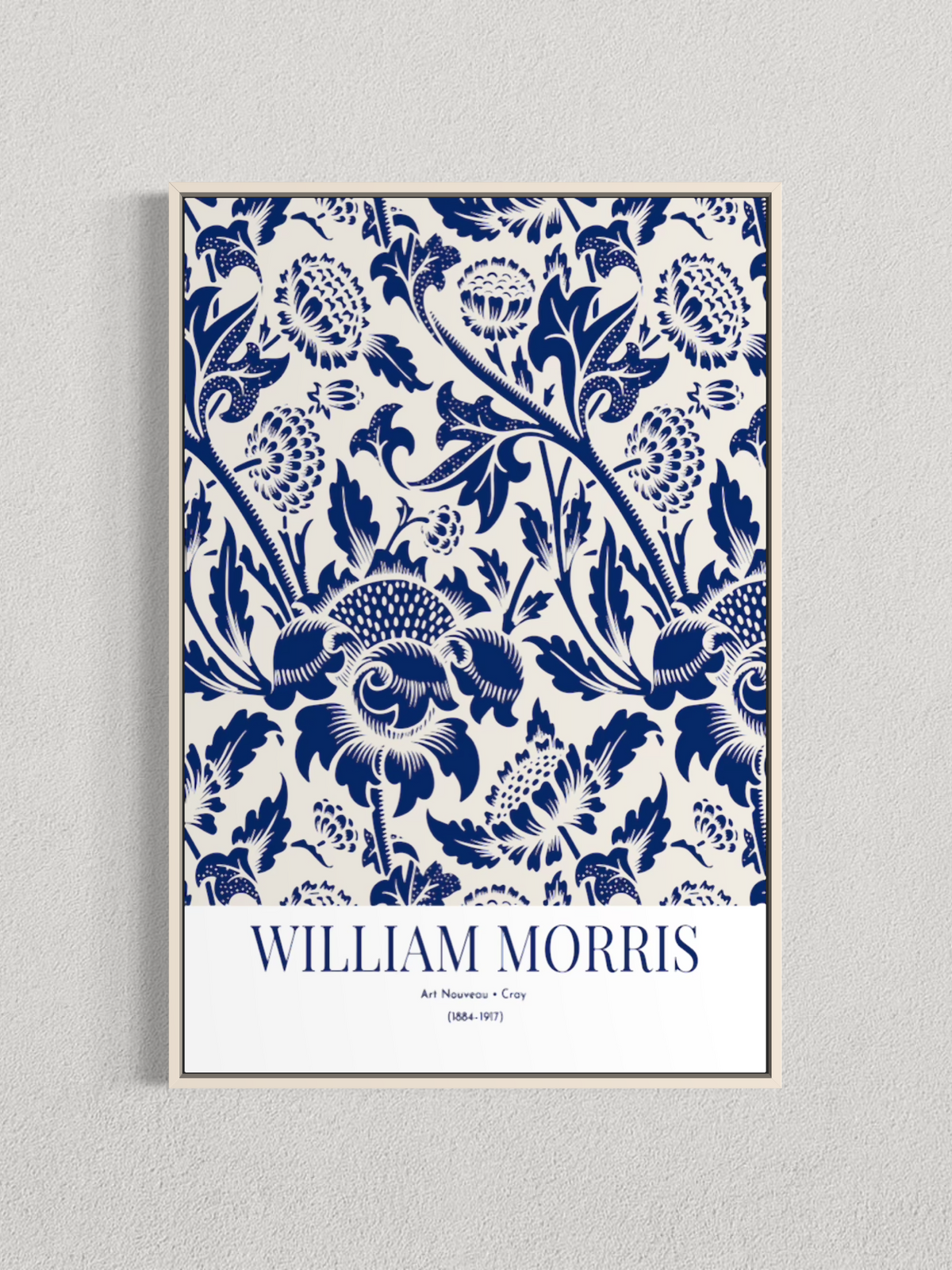 William Morris – Motif Floral Bleu, Affiche Vintage