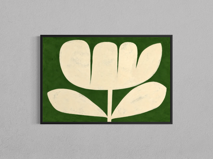 Fleur Minimaliste Verte & Beige – Art Botanique Moderne