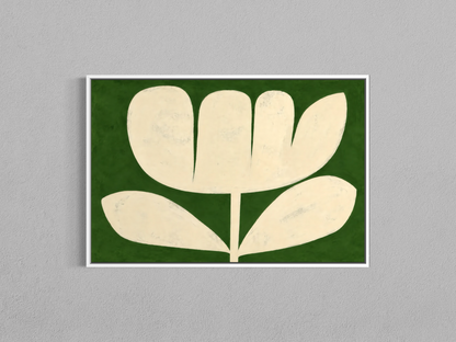 Fleur Minimaliste Verte & Beige – Art Botanique Moderne