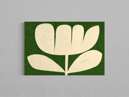 Fleur Minimaliste Verte & Beige – Art Botanique Moderne