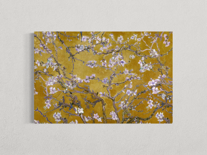 Branches fleuries sur fond doré – reproduction d’art style Van Gogh