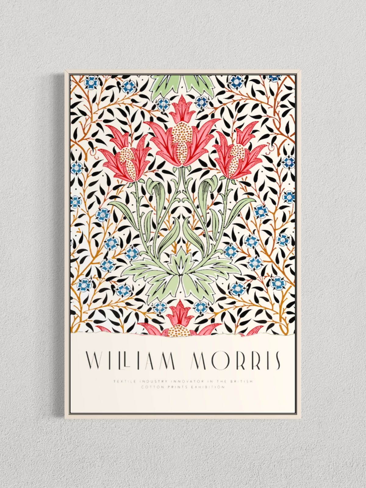 William Morris – Fleurs Rouges, Motif Botanique Vintage