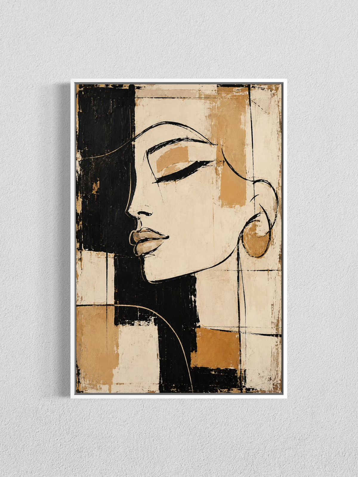 Muse Abstraite — Portrait Moderne Beige et Noir