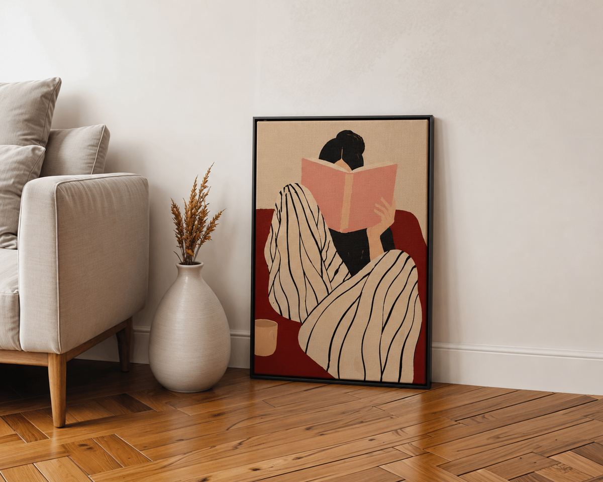 Moment de lecture – Art mural minimaliste
