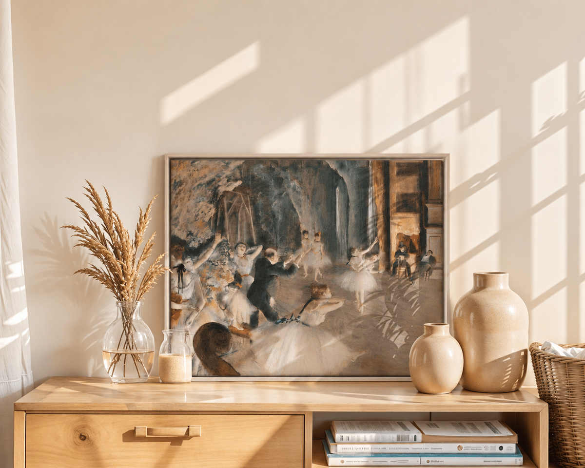 Répétition de ballet sur scène – Edgar Degas