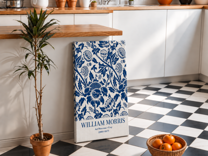 William Morris – Motif Floral Bleu, Affiche Vintage
