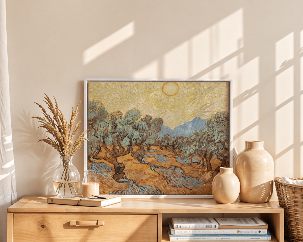 Oliviers sous un ciel jaune – Vincent van Gogh (1889)