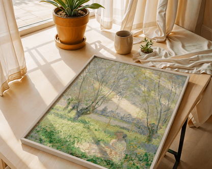 Lecture au jardin – scène impressionniste