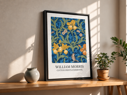 William Morris – Iris & Oiseau, Affiche Botanique