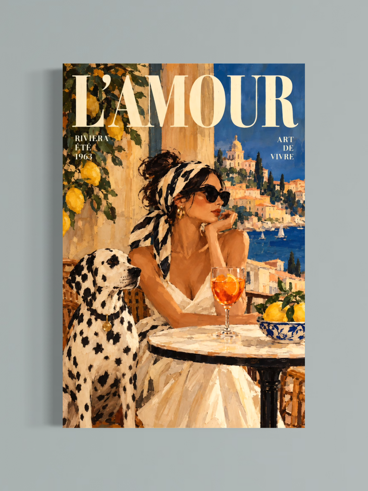 L’Amour sur la Riviera — Affiche Méditerranéenne Vintage