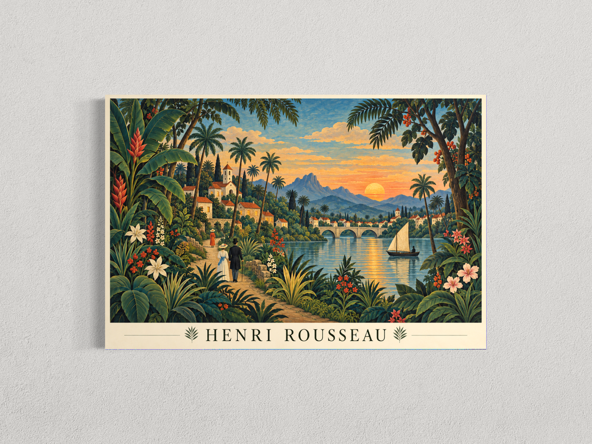 Rivage tropical au crépuscule – Hommage à Henri Rousseau