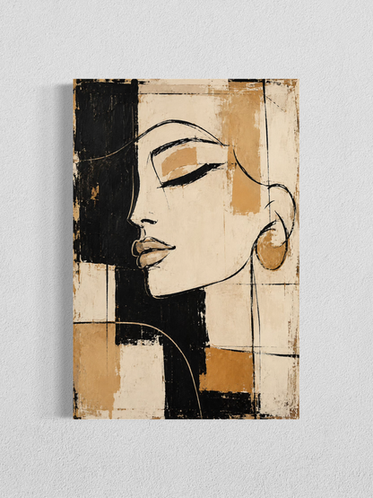 Muse Abstraite — Portrait Moderne Beige et Noir